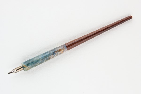 Straight pen holder made of Stabilized Maple Burl and Pau Ferro wood