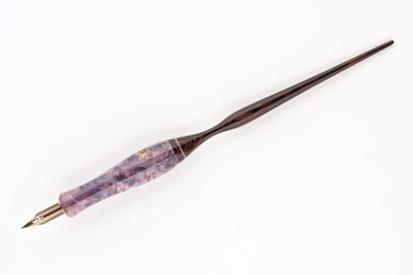 Straight pen holder made of Stabilized Maple Burl and Wenge wood.