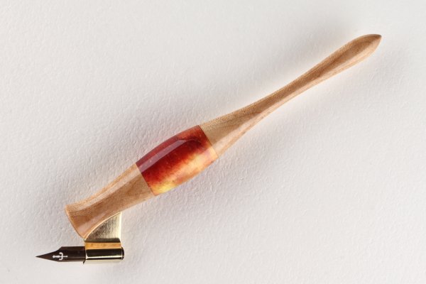 Pen holder made of stabilized Birch Burl and Pear wood