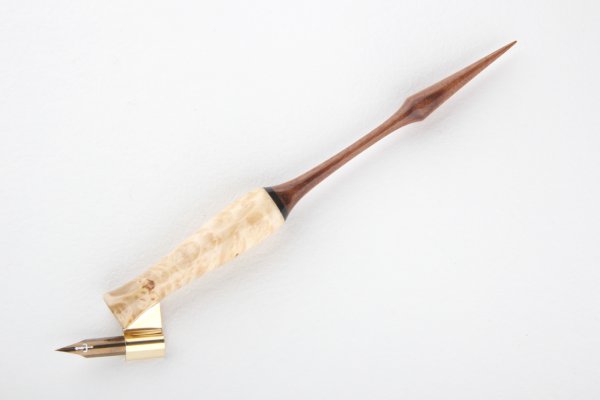 Pen holder made of stabilized Maple Burl, Gabon Ebony and Pau Ferro wood.